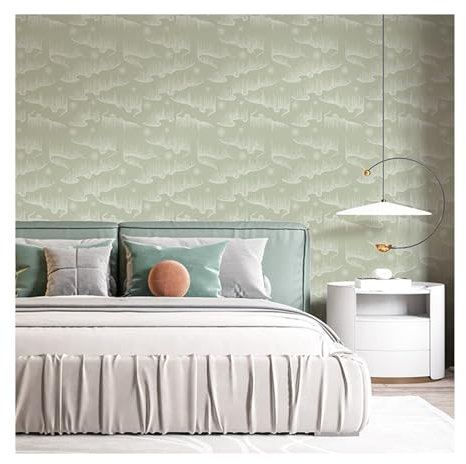 Vintage Peel and Stick Wall paper Boho Green Starry sky Paper for Cabinets Neutral Wallpaper for Bathroom Self-Adhesive Removable Wallpaper for Bedroom Mural Waterproof 66(44x300 cm 17x118 in)