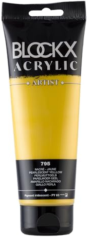 Blockx 61795BXC - Tube 250ml, feine Acrylfarbe, Acrylic Artist, halbdeckend und satiniert, PY 83 Perlmutt Gelb, 1 Stück