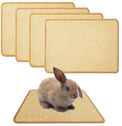 Oncpcare 4PCS Rabbit Scratch Mat - Natural Bunny Scratching Pad, Claws & Teeth Care, 40x30cm