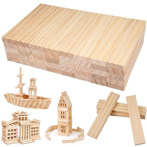 40 Stück Holzleisten zum Basteln, 110 X 20 X 8 mm Holz Klötzchen zum Basteln, Bastelholz Klötzchen, Bastelklötzchen Eiche, Klötzchenmann Bastelklötzchen für Heimwerkerprojekte und Deko, Bau