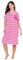 Ulla Popken Chemise de Nuit rayée, col Rond, Manches mi-Longues, Poche de Poitrine, Rose, 44-46
