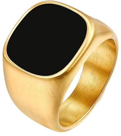 Skcess Ringe Männer Gold, Ringe Herren Edelstahl Gebürstete Oberfläche Ring 54 (17.2)