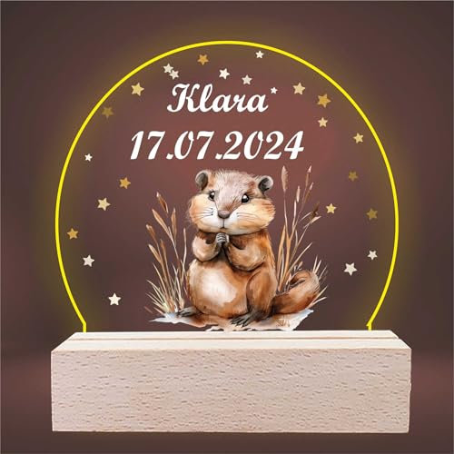 INDIGOS UG - LED Lampe personalisiert - Hamster - personalisierte Lampe für KInder - personalisierte Geschenke - Nachtlampe - Geschenk für Baby und Kinder mit Wunschtext