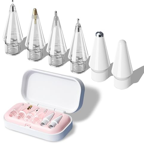 Replacement Tips for Apple Pencil Pro (1st/2nd Gen & USB-C), Upgraded iPad Pen Tips with Carrying Case, Precise Stylus Accessories - 6 Pack, Pink