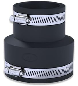 eco-filtration Fernco Flexible Adapter Couplings 2″ (50 mm – 63 mm) to 3″ (75 mm – 90 mm) - EPDM Rubber Pipe Connector with Stainless Steel Clamps - Leak-Proof, Reusable & Easy Installation