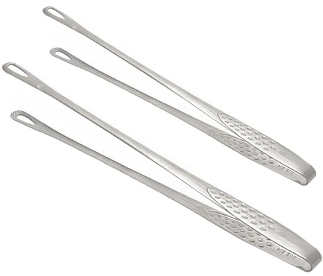 Kitchen Tweezers for Cooking, 2Pcs Stainless Steel Grill Tongs Non-Slip Korean and Japanese BBQ Tongs for Home Kitchen Restaurant Barbeque Camping