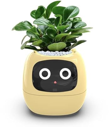 Smart Plant Pot Intelligent Planter with 49 Expressions, 7 Smart Sensors, AI Chips, LCD Display, APP Control, Time, Date, Weather Information