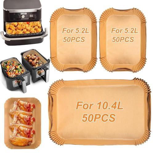 ChaneeHann Papier Cuisson Air Fryer Et Papier Air Fryer 150 Pièces (100PCS 5.2L + 50PCS 10.4L) Antiadhésif Pour Friteuse À Air, Four Et Micro-ondes