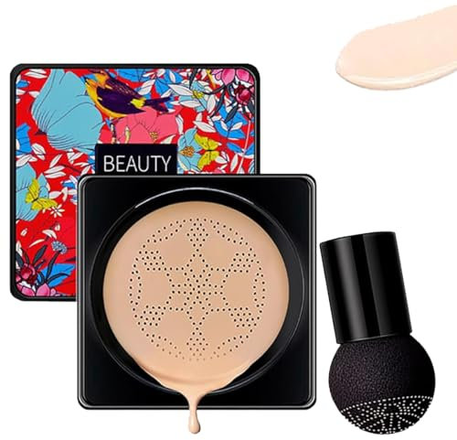 Pilzkopf Luftkissen CC Creme, CC Cream Air Cushion Foundation, Feuchtigkeitsspendender Concealer Pilzkopf Luftkissen, Feuchtigkeitsspendende Aufhellende Gleichmäßiger Hautton (Natürlich)