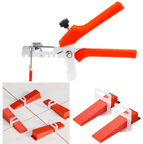 Professional 601-Piece 2.5mm Tile Levelling System Kit - 400 Upgraded 2.5mm Spacers, 200 Reusable Wedges & 1 Plier for Floor & Wall Tiling DIY Projects