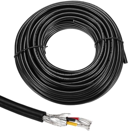 sourcing map 1 cavo schermato UL2464, 20 AWG, 15,24 m, 300 V, 3 conduttori, in PVC, con schermatura a doppio strato per elettrodomestici, cablaggio automobilistico