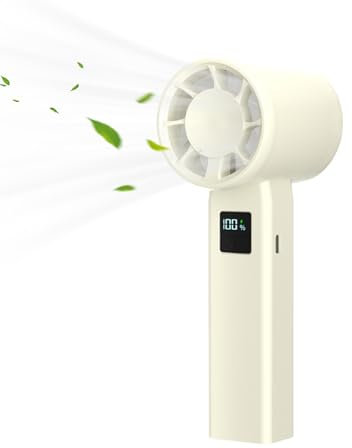 Generico Ventilateur portatif à la main, ventilateur de poche rafraîchissant – refroidissement silencieux avec affichage de la vitesse pour plage, construction, voyage, bureau, maison, excursions
