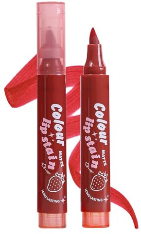 Lip Stain Pen - Matte Red Tinted Lip Gloss Pen - Highly Pigmented Waterproof Tinted Lipstick, Long-Lasting Beauty Accessories for Daily Commuting