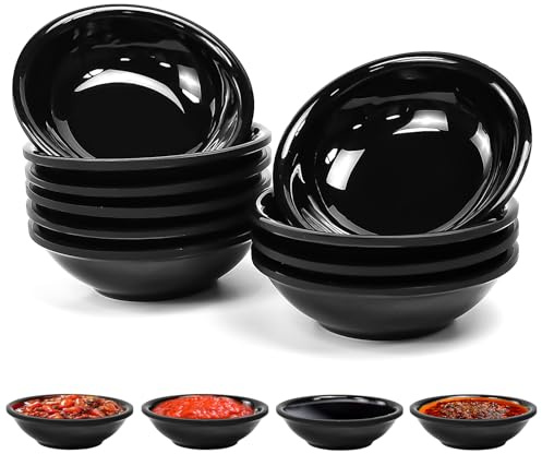 UHETLET 10er Set Dipschalen Schwarz dip Schale eckig Tapas Schalen Set 8.5 x 8.5 x 2cm Saucenschalen Mini Stapelbar gewürzschalen Klein Sojasoßen Schälchen Sushi für Dessert Obst Nüsse Salat