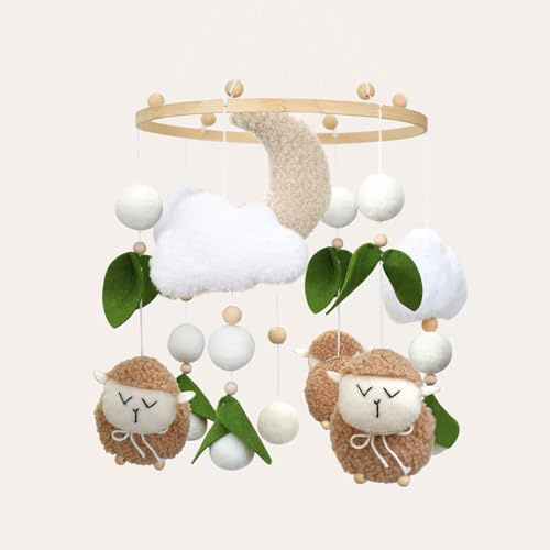 Baby Mobile Baby Windspiele, Babybett Mobile mit Drei Schaf, Mobile Wickeltisch Hängende Bettglocke, Kinderzimmer Babyzimmer Deko, Geschenk für Baby Jungen und Mädchen