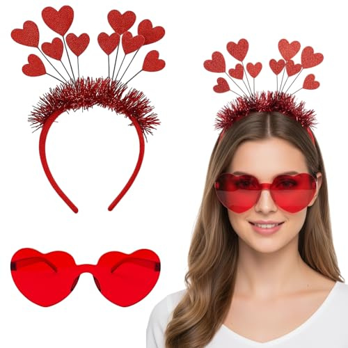 ZYLOUY 2 Stück Amor-Kostüme Liebes-Haarclips, Herz-Augenaccessoires, Romantik-Haarreifen sowie passendes Zubehör, die perfekte Liebesgott-Verkleidung für romantische Anlässe