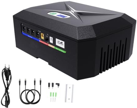 Mini UPS per Router Wifi,24000mAh Mini UPS Batteria di Backup con POE 1Gbps,4Porti DC 12V/3A, 1Port 5V/9V/12V-2A, 1Port USB 5V/2A Protezione Antisurge Ricaricabile Integrata (60W)