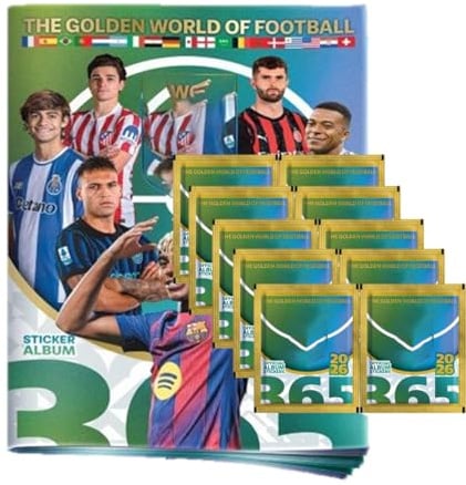 Fussball 365 2026 Sticker | Stickeralbum + 10 Stickertüten (50 Sticker) | Fußball Stickerkollektion