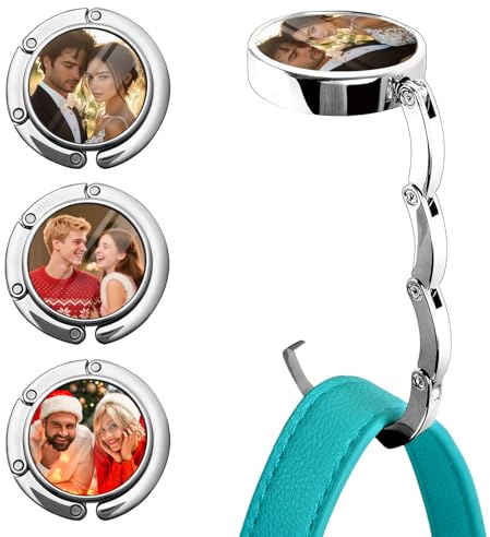 GerGii Custom Purse Hook for Table with Personalized Photo, Foldable Purse Hanger & Table Bag Holder for Travel, Portable Purse Hook for Desk, Custom Purse Hangers for Women
