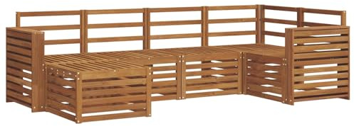 vidaXL 8-teiliges Sofa-Set aus natürlichem Akazienholz, massiv, für Garten und Terrasse, moderne Möbel, minimalistische Sitze, wetterfestes Sofa