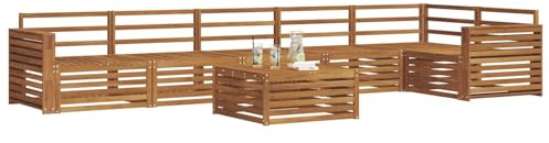 vidaXL Outdoor-Sofagarnitur 7 pcs Natur Massivholz Akazie, Gartenbank, modernes Ecksofa, strapazierfähige Sitzmöbel, Lounge für Terrasse, stylischer Komfort