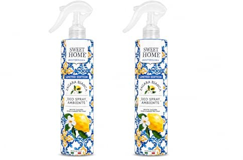 Deo Spray Ambiente Zagara Bianca, Profumatore per Ambienti Spray Limited Edition, Fragranza Agrumata Mediterranea, Deodorante Casa e Tessuti, Made in Italy - 2 Unita da 250ml