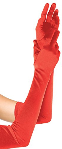 Leg Avenue - Extra long satin gloves. - One Size - Red - 16B