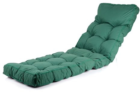Alfresia Sun Lounger Replacement Cushion – Garden Sun Lounger Cushion, Classic Style, Tightly Packed Crumb Foam Filling, Use Chairs and Outdoor Furniture (Green)