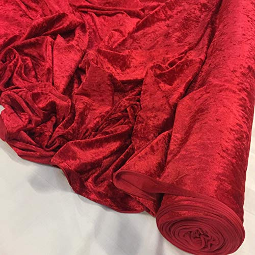 Rot Crushed Samtstoff Stretch -150 cm breit Craft Velours - £3,75 M lang - mit