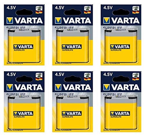 Varta - Set di 6 blister di 1 batteria piatta salina Superlife, 4,5 V, 3R12