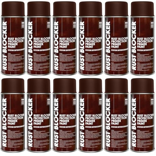 12er Sparpack 400 ml Rust Blocker 4in1 Metallschutzlack Rost Stop Lack BRAUN matt RAL 8017 , 4in1 -Haftvermittler - Aktiver Rostschutz - schnelltrocknender Lack - effektiver Schutz