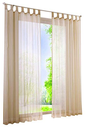 BAILEY JO 1er-Pack Gardine mit Schlaufen Vorhänge Transparent Voile Vorhang (BxH 140x145cm, Sand)