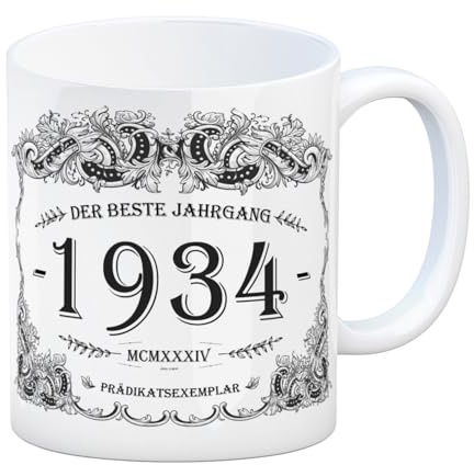 trendaffe 1934 der beste Jahrgang Kaffeebecher - ein tolles Geschenk zum Geburtstag für Wein Liebhaber und alle die im Jahr 1934 geboren sind.