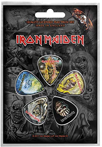 Iron Maiden Guitar Pick Plectrum Pack X 5 The Faces Of Eddie Official One Size