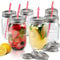 MASTERTOP Mason Jars, 6pcs Glass Mason Storage Jars Set with Sealing Lids, Screw Top Jars for Overnight Oat Jam Candies Smoothies, Food Jars (6 x 500 ml), Send 6 Straws & 12 Lids