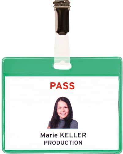 Djois, 200505 - Besucherausweis-Set, PVC, mit Clips, Einlagen, Grün, 25 Stück, Praktische Identifizierung, Events, Unternehmen, Schulen, Krankenhäuser, Sicherheit, Bunte Accessoires