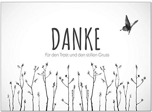 Einladungskarten Manufaktur Hamburg Trauer Danksagungskarten mit Umschlag | Motiv: Schlicht und Edel, 10 Stück | Dankeskarten DIN A6 Set | Trauerkarten Danksagung Danke sagen