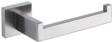 TASTOS Bath Towel Hooks Brushed Nickel, 2 Pack Stainless Steel Robe Coat and Clothes Hook, Heavy Duty Wall Hook for Bathroom & Kitchen, Modern Square Style Wall Mounted (Toilet Paper Holder)
