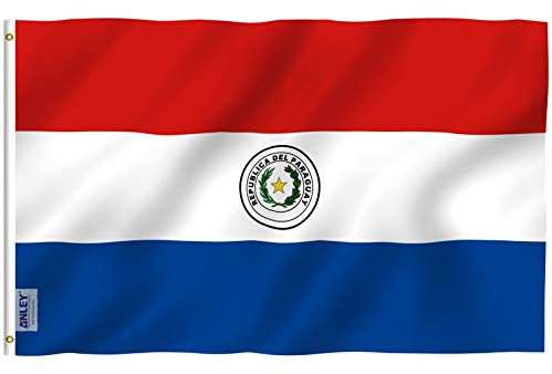 Anley Fly Breeze 3x5 pies Bandera de Paraguay - Color Vivo y Resistente a la decoloración UV - Encabezado de Lona y Doble Costura - Banderas paraguayas Poliéster con Arandelas