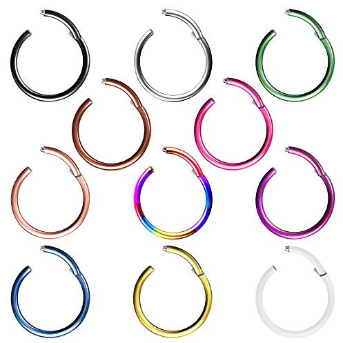 Piercingfaktor Universal Titan G23 Piercing Scharnier Clicker Ring Septum für Tragus Helix Ohr Nase Lippe Brust Intim Nippel Augenbrauen Silber 0,8mm x 10mm