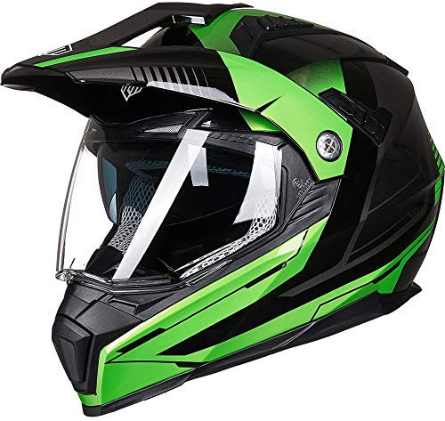 ILM Casco Moto Motocross Integrale Donna Uomo ECE22.06 Omologato Modello 606V,Verde,XL