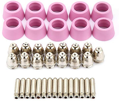 Keramikdüsen-Kit, 40 Stück/Satz AG60 SG55 Plasmaschneider-Zubehör Brenner-Verbrauchsmaterial-Elektrode mit Keramik-Schutzbecher-Düsenbecher-Kit