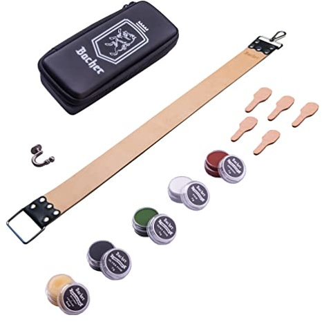 Bacher Strop en Cuir pour Rasoir kit avec composés (Long: 66x5 cm)