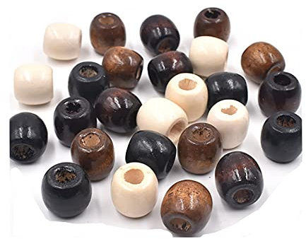 Jaydis Natürliche Holzperlen mit großem Loch 4 Farben Holz Europäische Lose Abstandsperlen 16 mm Dreadlock-Haar-Zöpfe Perlen für DIY-Rosenkranz Makramee 220 Stück