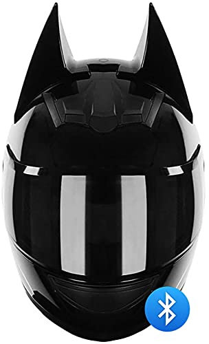 Damen Motorradhelm Bluetooth Fullface Helm Katzenohr Integralhelm Motorradhelm ECE-Geprüft Four Season Sturzhelm Mit Visier Für Street Bike Racing Motocross Pink 2,M=54-56CM