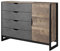 Kommode für Wohnzimmer, Schlafzimmer mit 1 Tür und 4 Schubladen Schrank Sideboard Highboard oder Anrichte - 138 cm - XARO G 138 - Eiche Sand Grange Graphite - Industrieller Stil - Grau, Beton-Optik