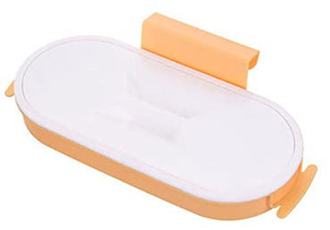 Hanging Trash Can Folded Cabinet Door Trash Bag Holder Kitchen Waste Bins, Rubbish Rack Portable Organizer Trash Bag Holder with Lid(1PCS Orange)