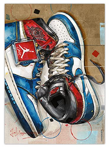 Poster Air Jordan 1 Union Los Angeles Blue Toe, 50 x 70 cm, ungerahmt