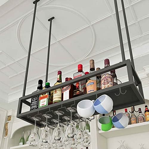 XJHOME Deckenverzierung Deckenregal Hängende Lagerregale Decke Weinglasregale, Weinregal, Schwimmende Regale Für Küchenbar Restaurant (Size : 120x25x21cm)