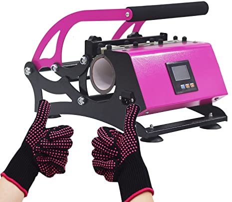 LBYDXD Machine de Presse à Chaud de Tasse de Gobelet, Transfert de Chaleur de Bricolage de Sublimation, DIY Cups, Livré avec Une Paire de Gants Isolés Thermiquement, Rose Noir
